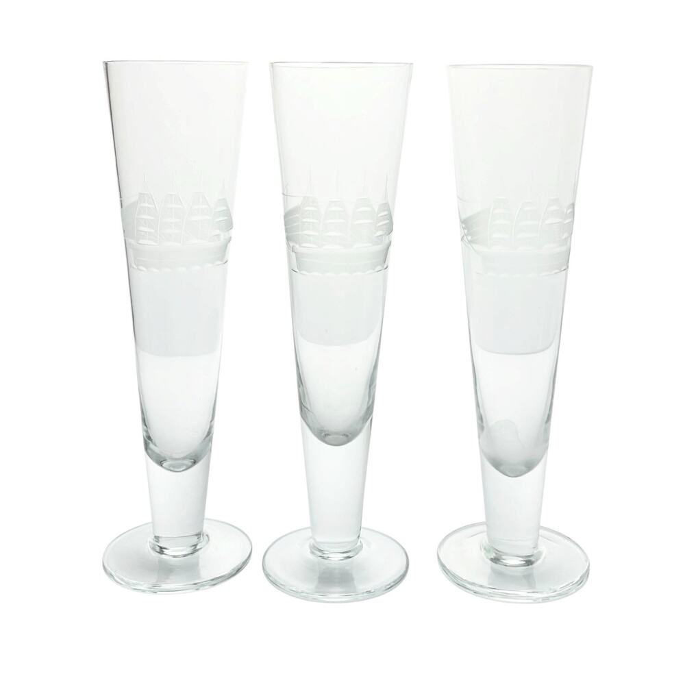 Toscany “Clipper Ship” Set of 3 Pilsner Beer Glasses 10 1/8” 12oz